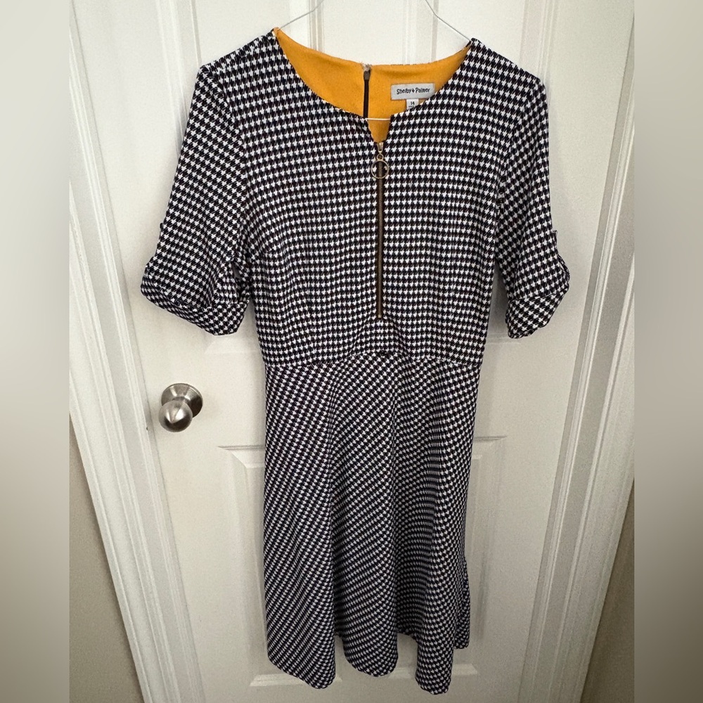 Shelby & Palmer Houndstooth Fit and Flare Dress Women’s 14 Retro 60’s Dress
